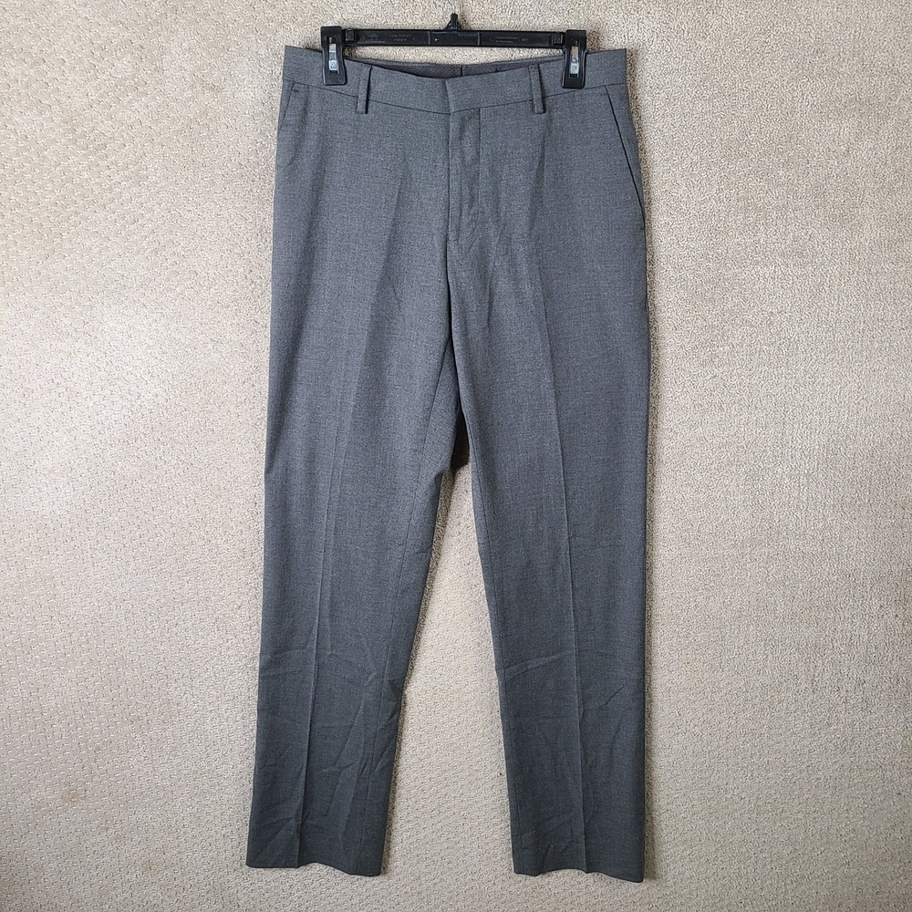 Murano Pants Mens 30x34 Gray Zac Fit Wardrobe Essentials Flat Front Slim Trouser